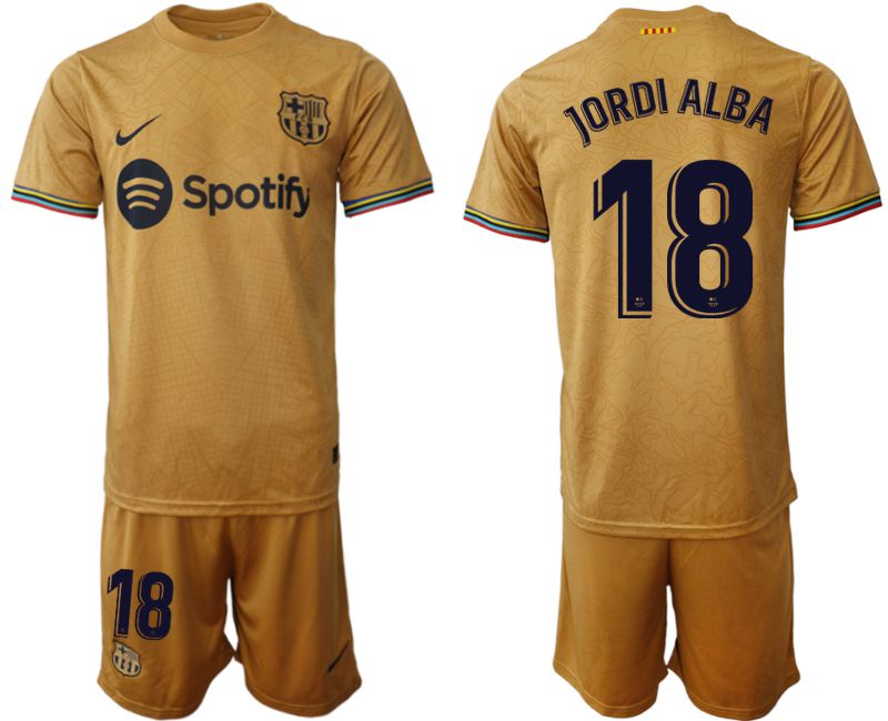 Men 2022-2023 Club Barcelona away yellow #18 Soccer Jersey